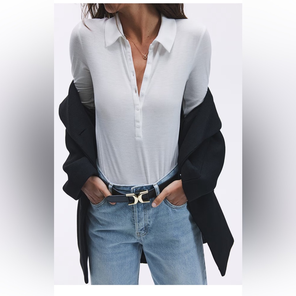 H&M White Long Sleeve Top